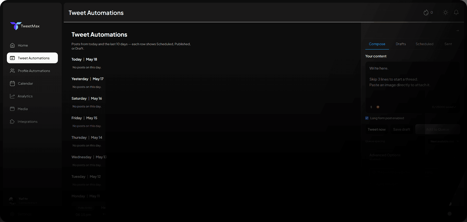 TweetMax dashboard preview